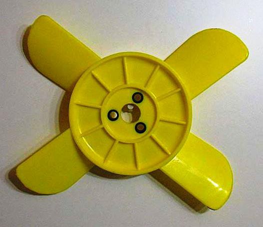 Крыльчатка вентилятора 4-х лопостная Желтая 2101 Крыльчатка вентилятора 4-х лопостная Желтая 2101
