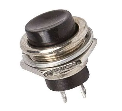 Тумблер нажимной круглый большой (черный) 2-ножки БОШ Тумблер нажимной круглый большой (черный) 2-ножки БОШ